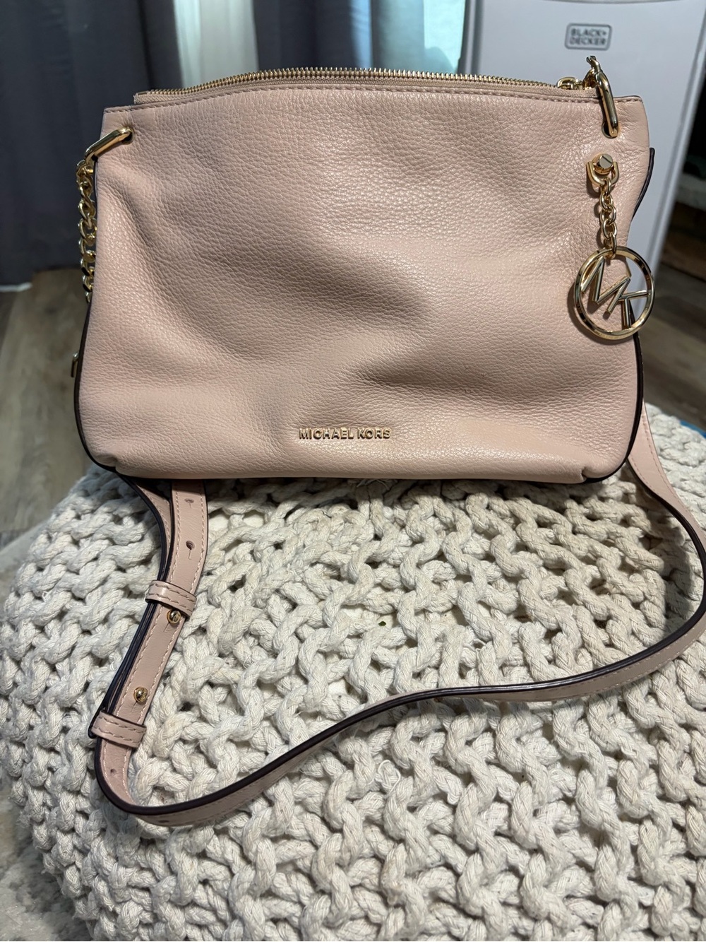 Michael Kors Light Pink Pebbled Leather Crossbody with Gold Hardware